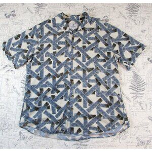 EUC $175  Cora Spearman mens blue tribal kalani aloha shirt  Hawaii shirt XL